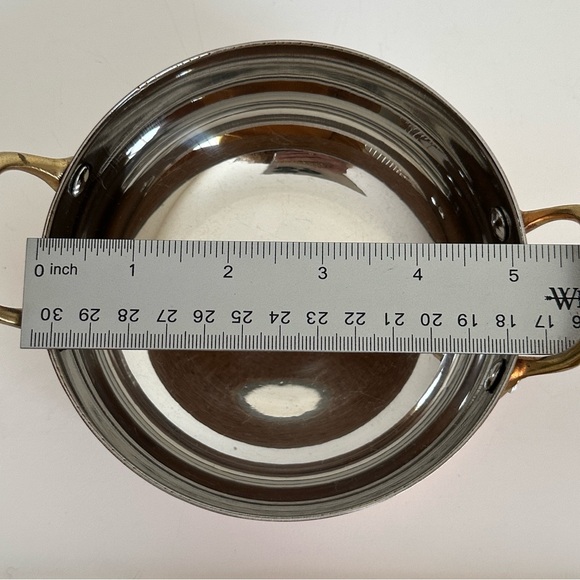 Copper Plated Stainless Steel Mini Serving Bowl Brass Handles Gibson Rembrandt - Picture 12 of 14